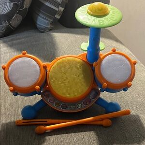 Kids Drum Set with Orange and Yellow Accents